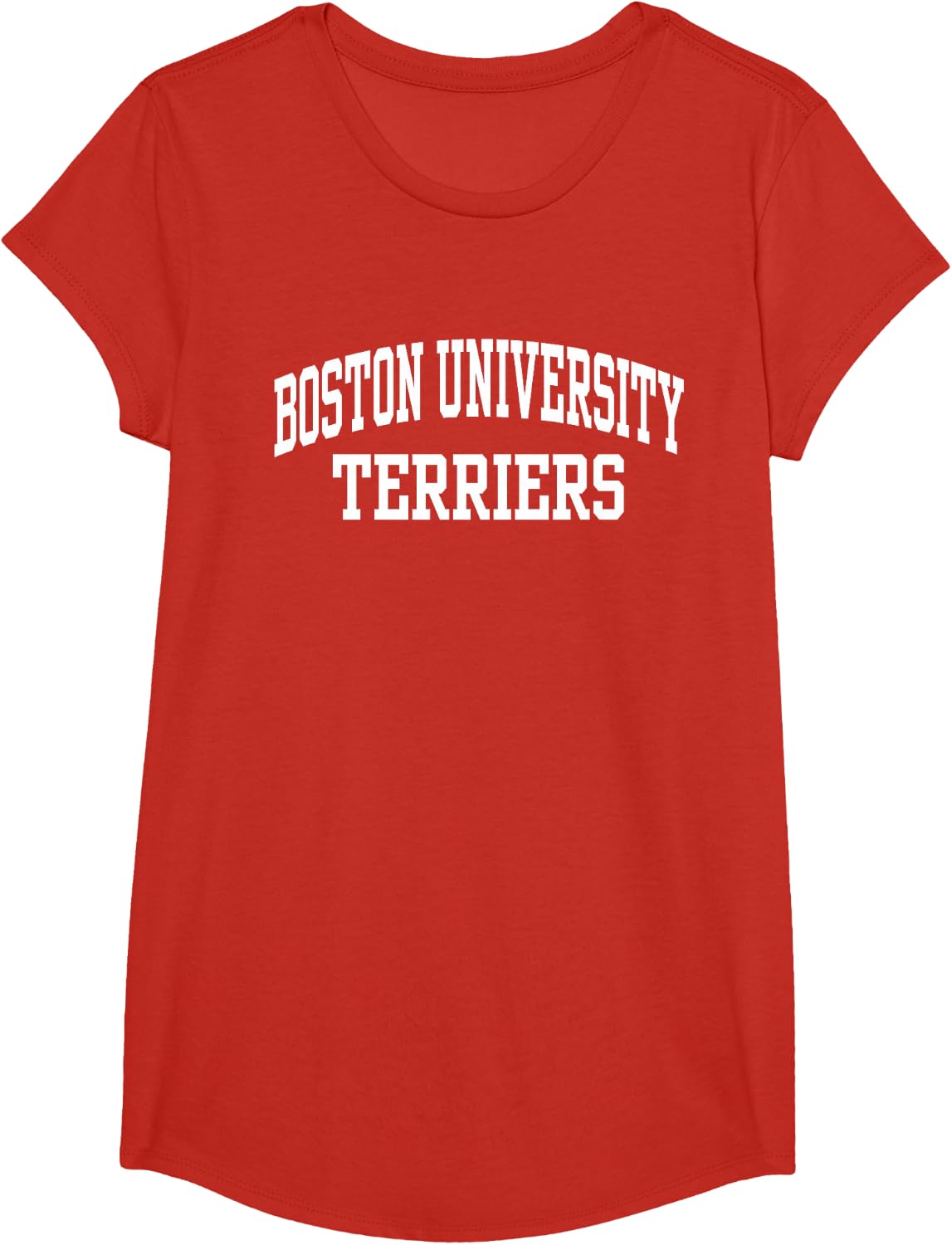 Boston Terriers Classic Arch Over - Boston U T-Shirt - Girls Red