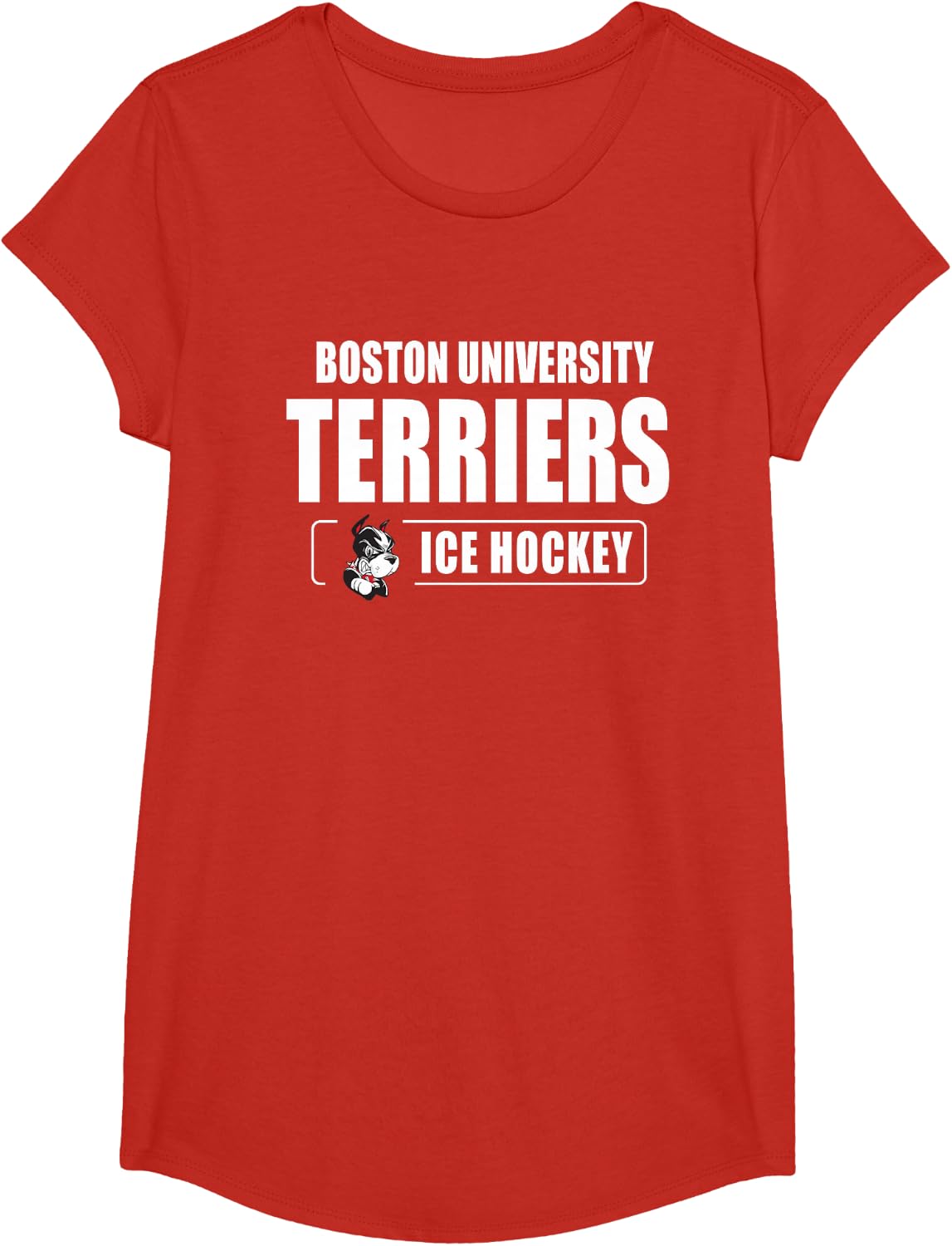 Boston Terriers Icon Script Ice Hockey - Boston U T-Shirt - Girls Red