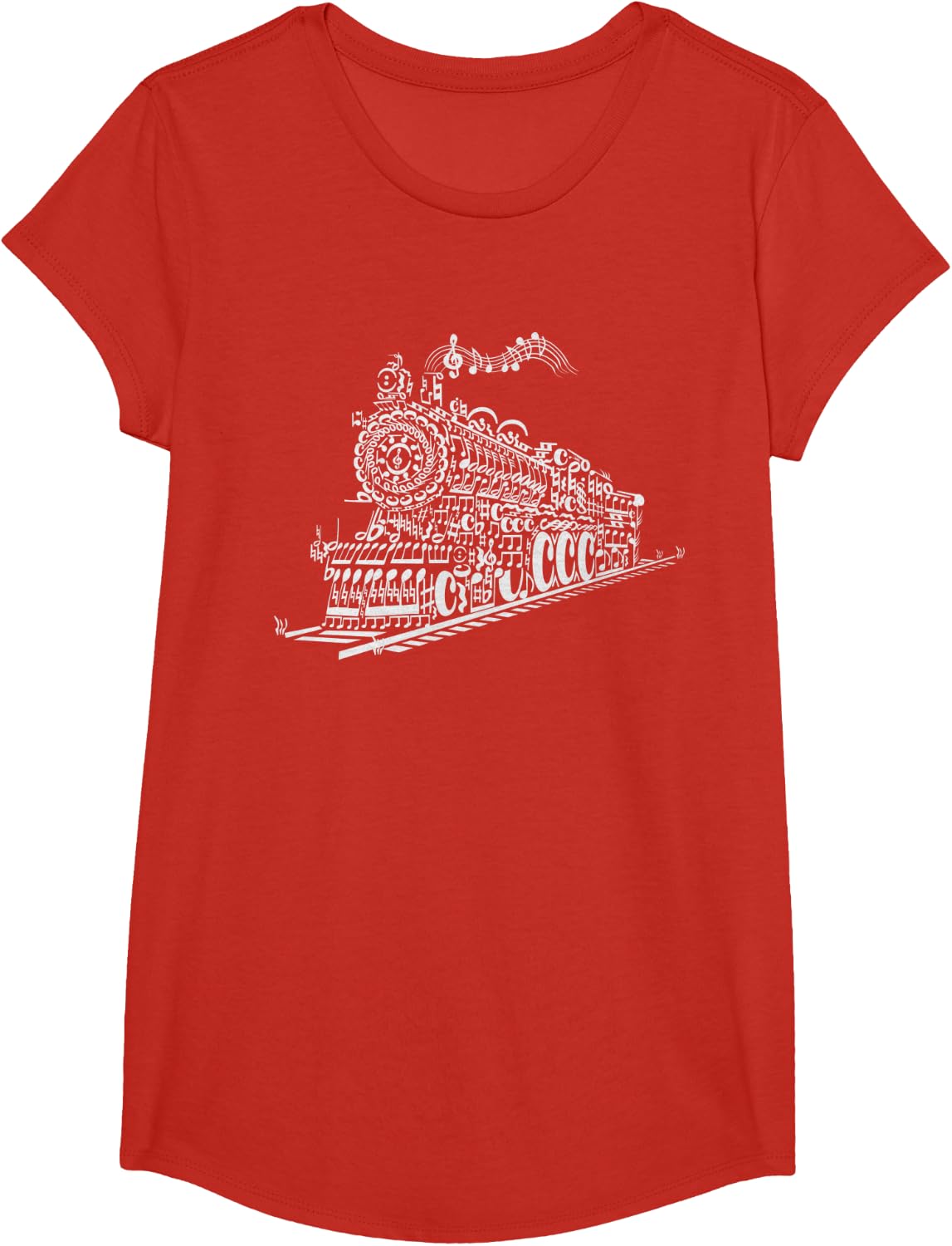 Steam Engine Train T Shirt T-Shirt - Girls Red