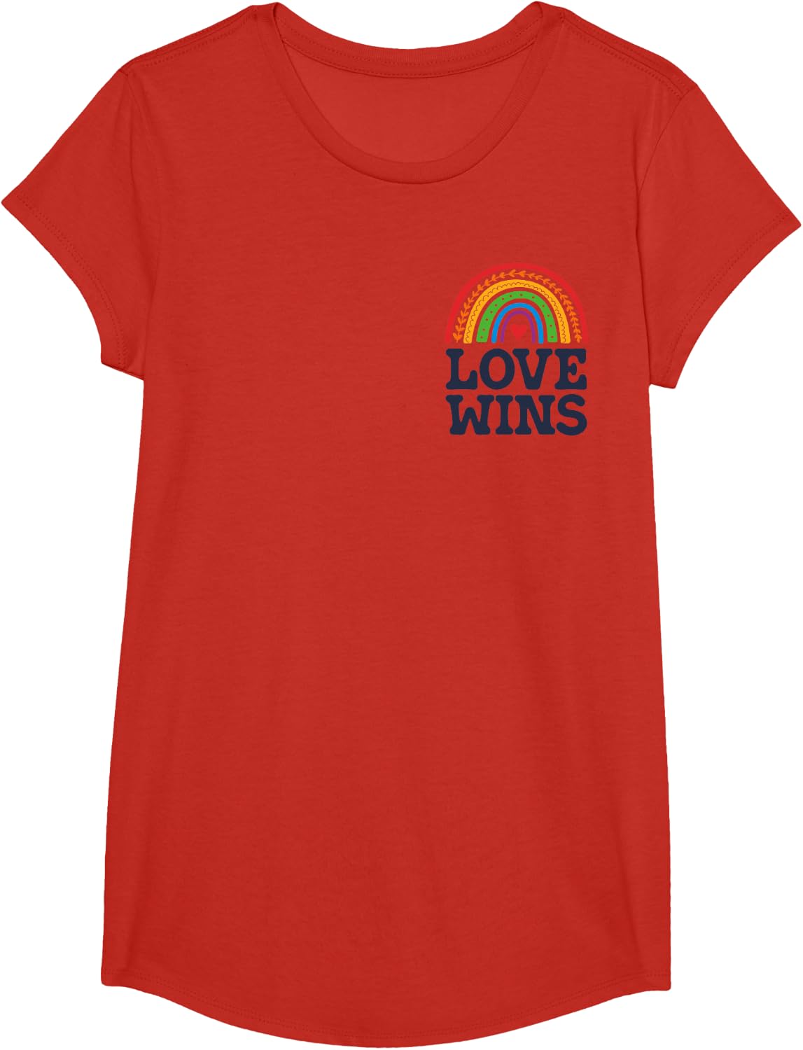 LGBTQ Love Wins Pocket Gay Pride LGBT Ally Rainbow Vintage T-Shirt - Girls Red