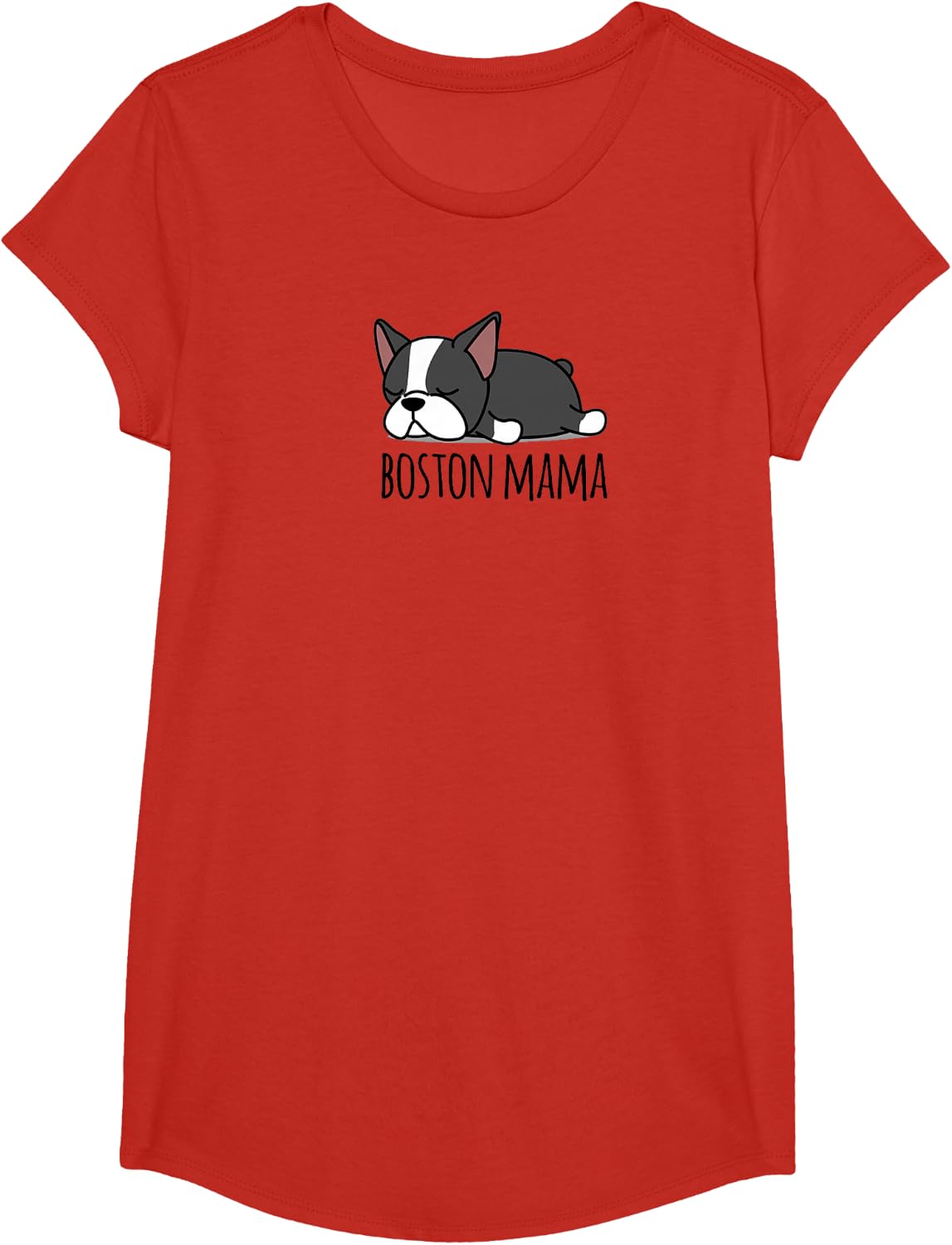 Cute Boston Terrier, Boston Mama T-Shirt - Girls Red