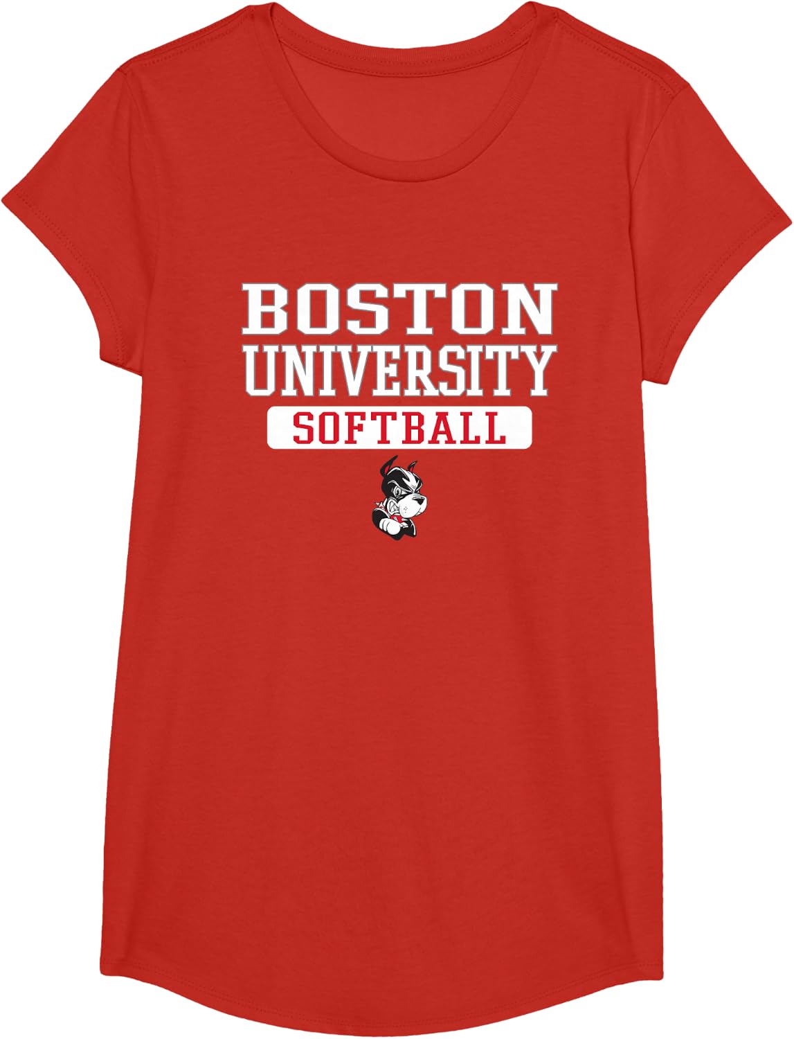 Boston Terriers Vintage Team Softball - Boston U T-Shirt - Girls Red