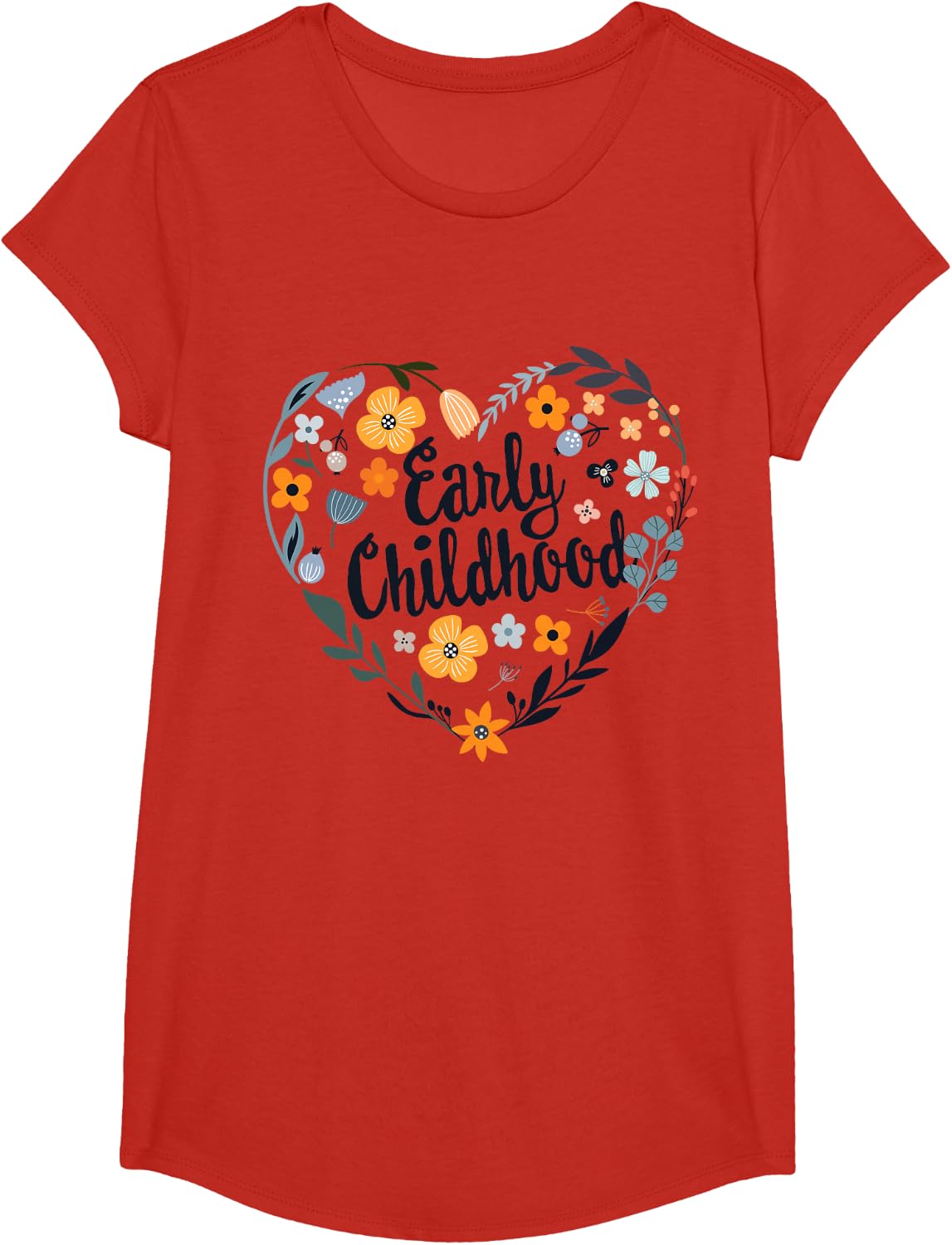 Teacher Early Childhood Educator Preschool Head Start Crew T-Shirt - Girls Red