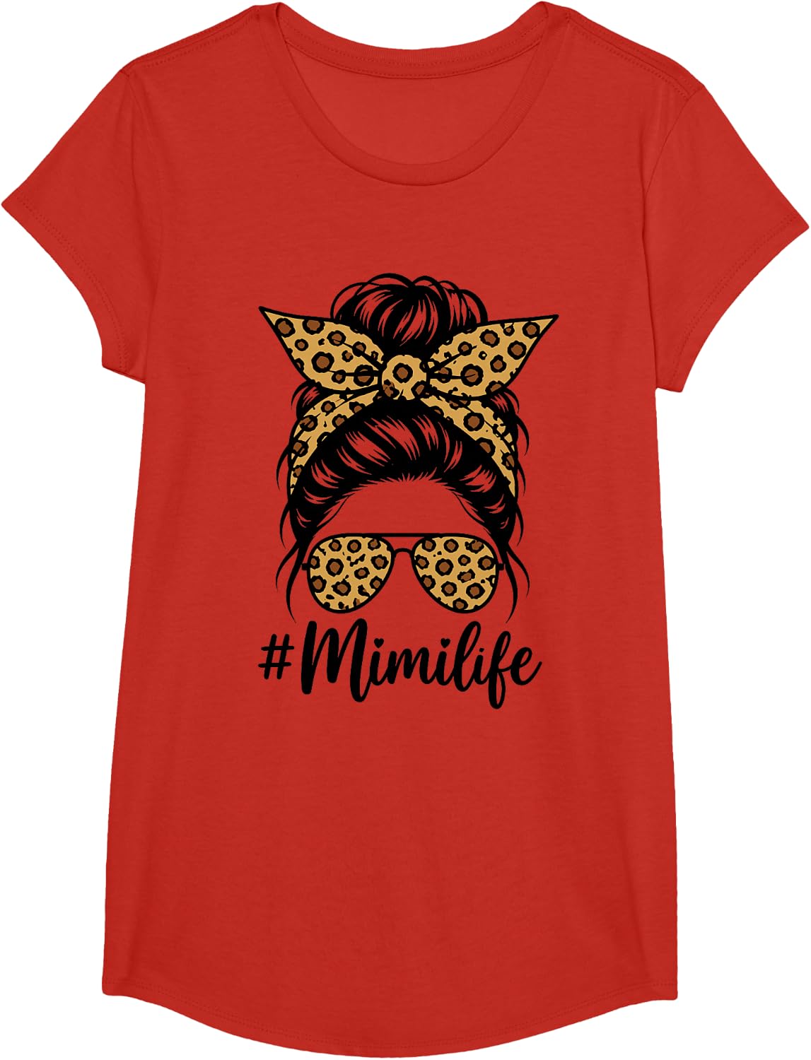 Mimi Life Art for Grandma Women from Grandson Granddaughter T-Shirt - Girls Red
