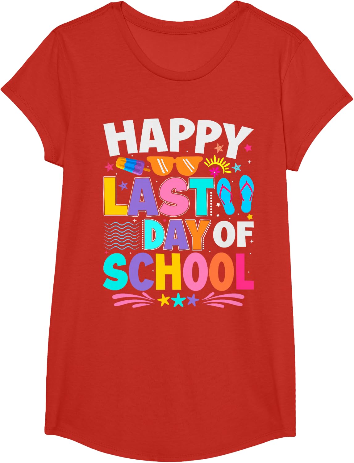 Happy Last Day of School Teacher Graduation Women Summer T-Shirt - Girls Red