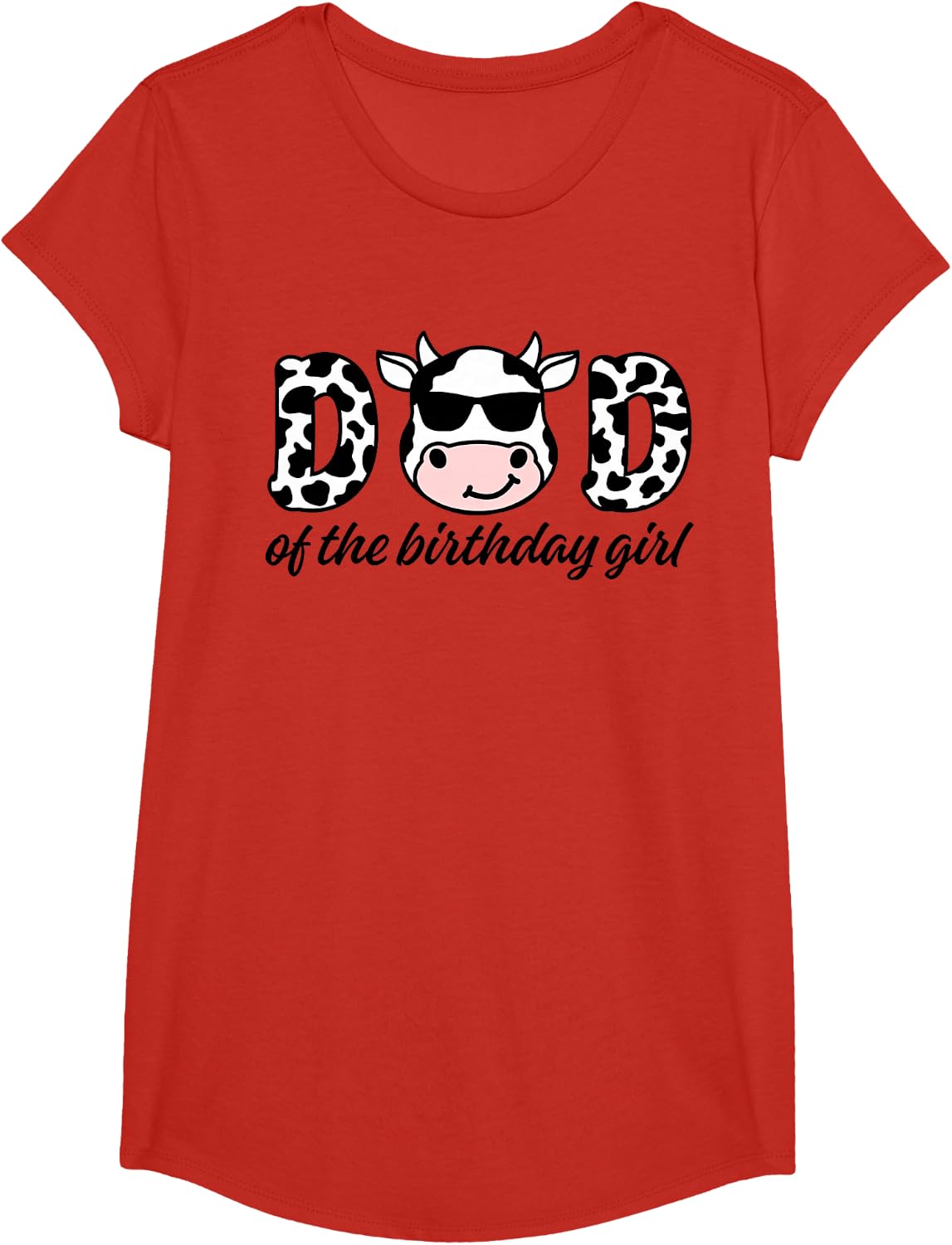 Cow Dad Birthday Family Matching Mothers Day Boy Girl Farm T-Shirt - Girls Red