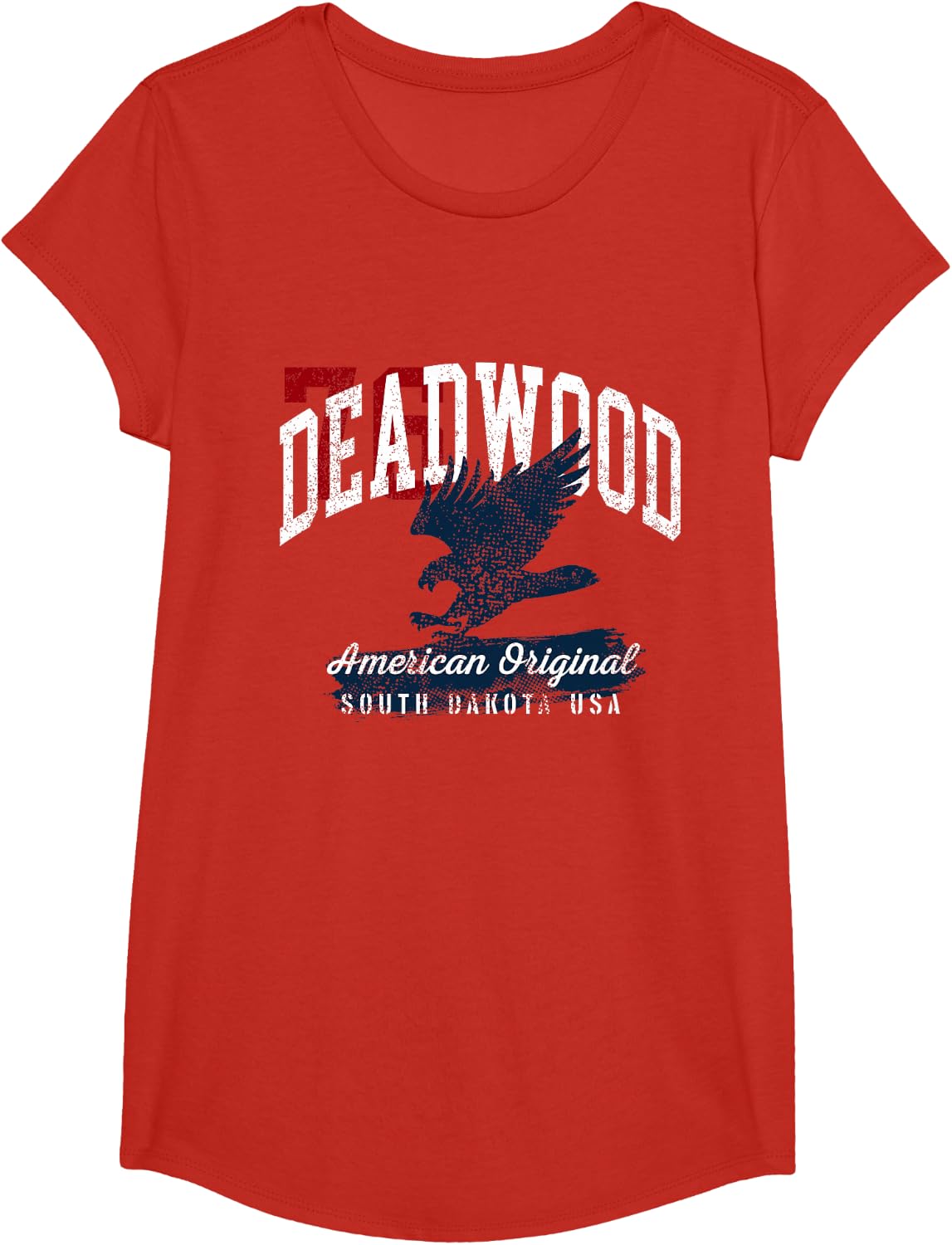 Deadwood South Dakota Vintage Patriotic Sports T-Shirt - Girls Red
