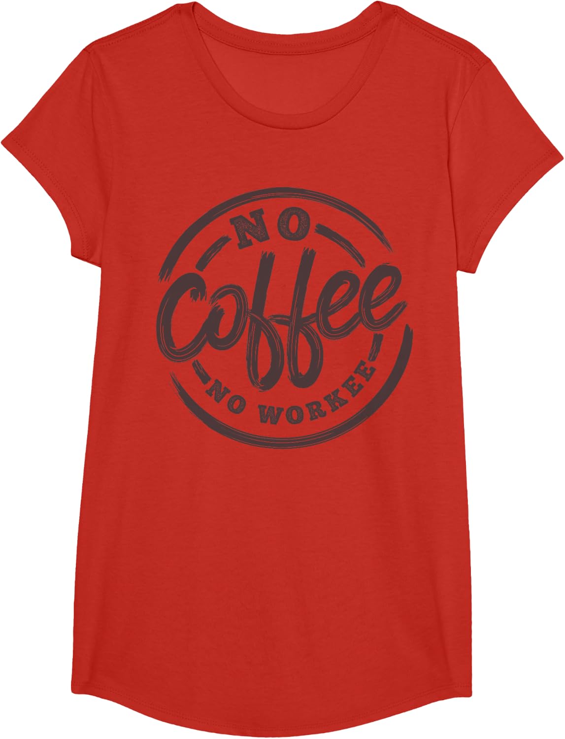 No Coffee No Workee Funny Coffee Shirt Saying Tee T-Shirt for Coffee Lovers Men Women - Girls Red