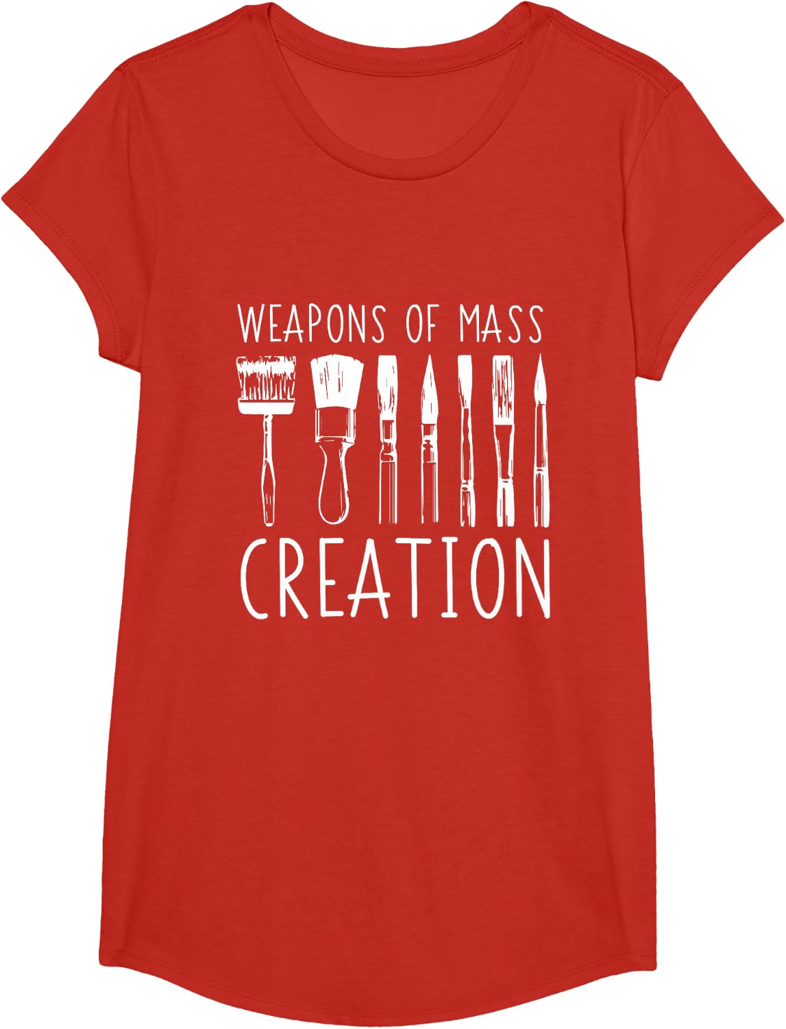 Weapons Of Mass Creation Funny Art Supply T-Shirt - Girls Red