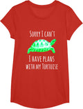Tortoise Shirt - Sorry I Can't I Have Plans With My Tortoise T-Shirt - Girls Red