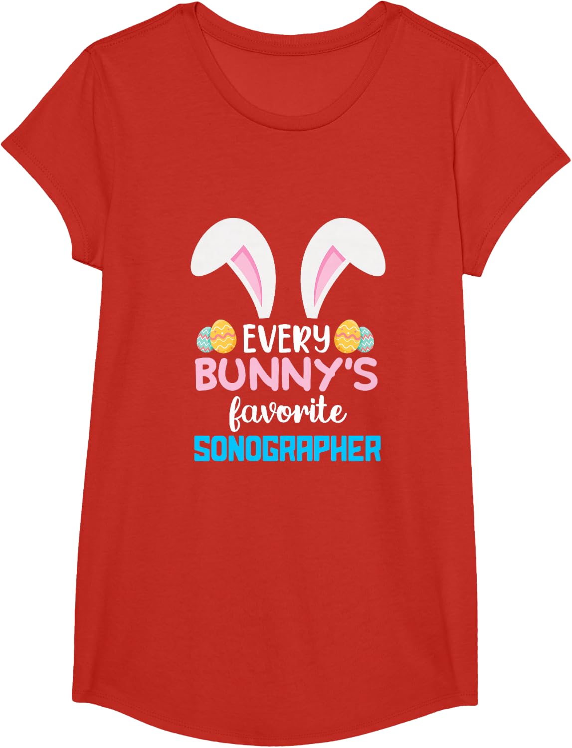 Every Bunny's Favorite Sonographer Easter Ultrasound Tech T-Shirt - Girls Red