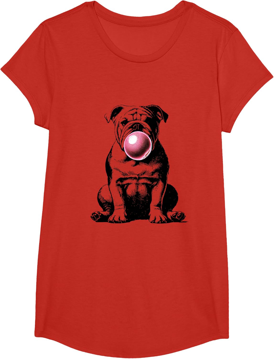 English Bulldog Bubble Gum Vintage Funny Dog Mom Pet Dad T-Shirt - Girls Red