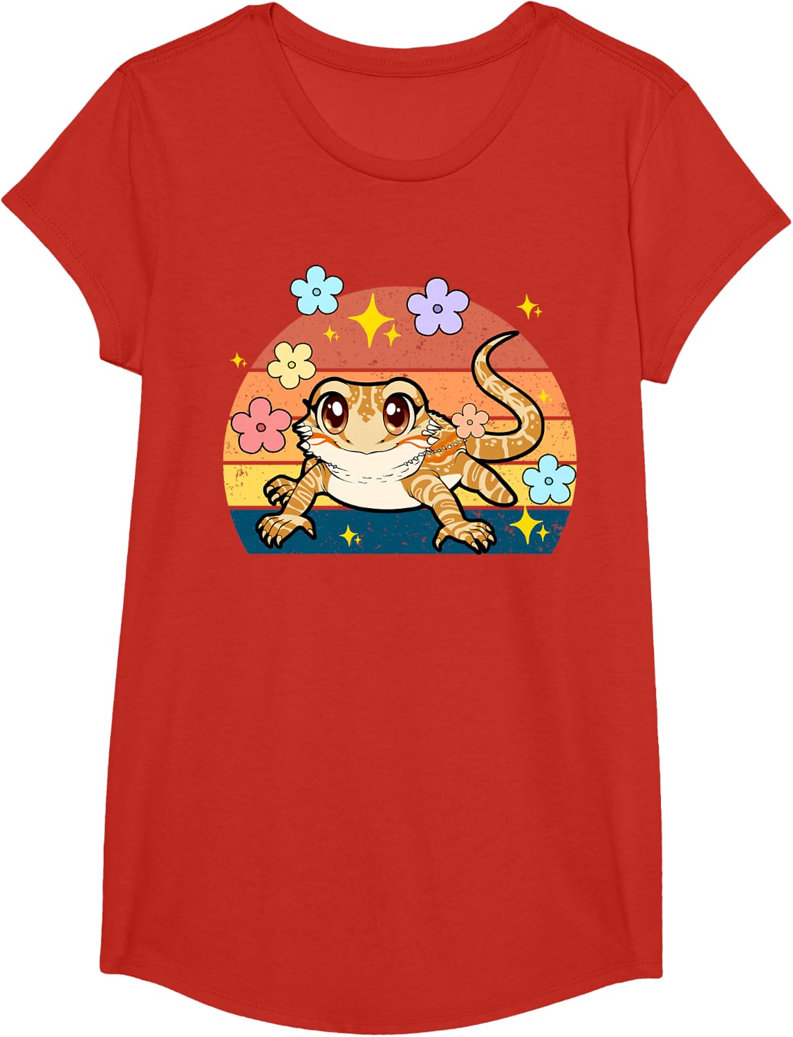 Cute Bearded Dragon Shirt Kids Girls Toddler Dragon Tee T-Shirt - Girls Red