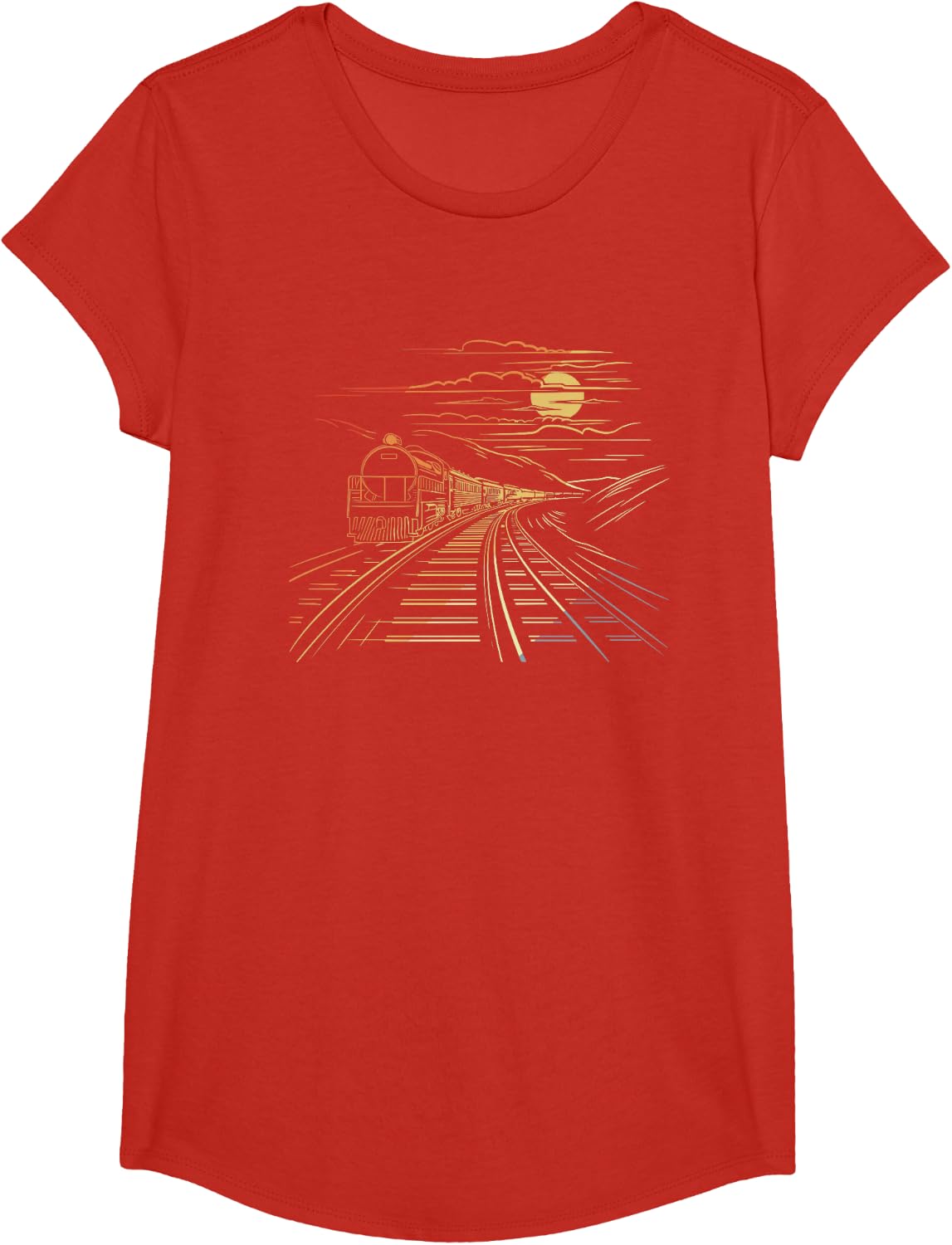 Railroad Retro Style Train Spotter T-Shirt - Girls Red