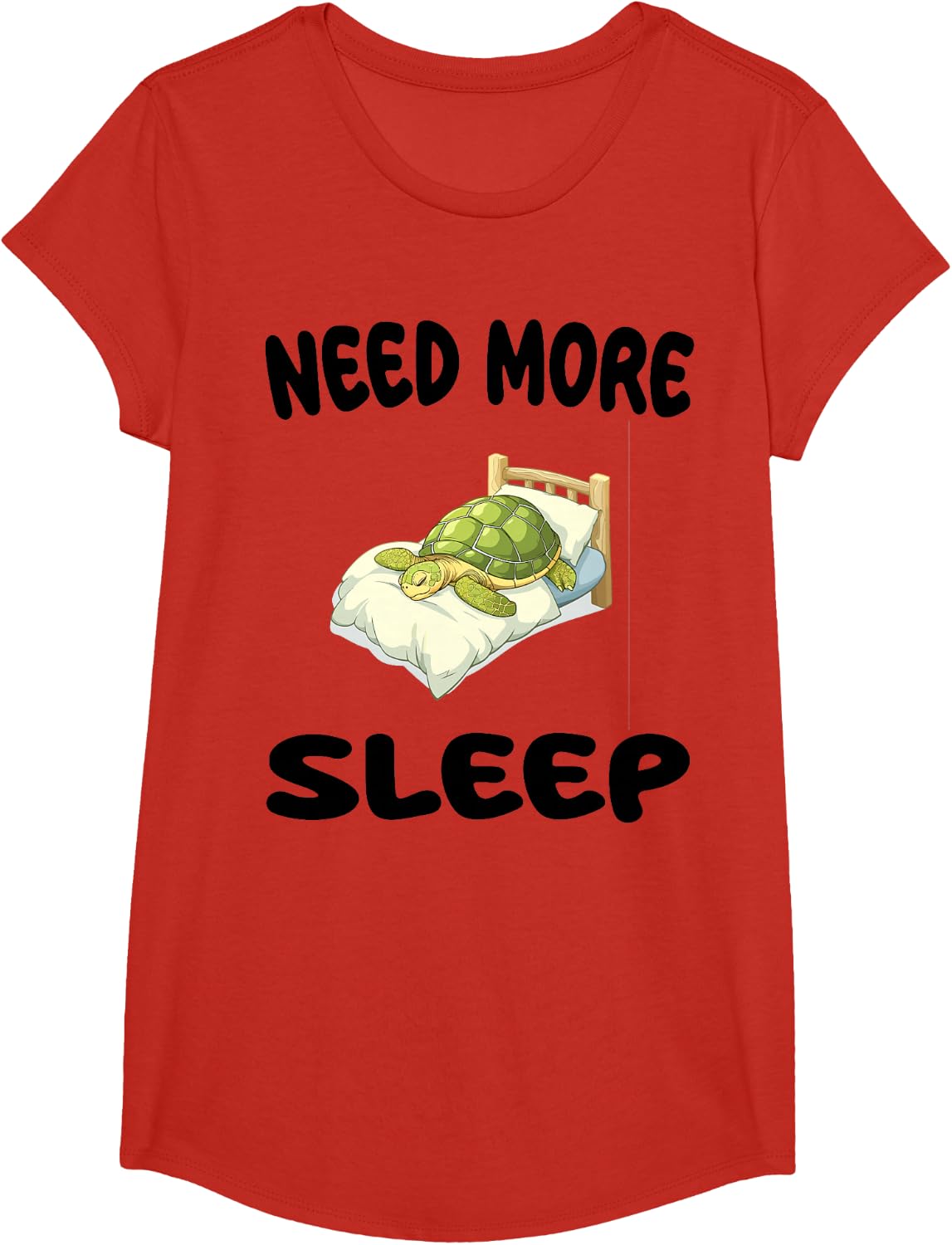 Cute Tortoise Nightdress Need More Sleep Funny Sleep Shirt Tee T-Shirt - Girls Red