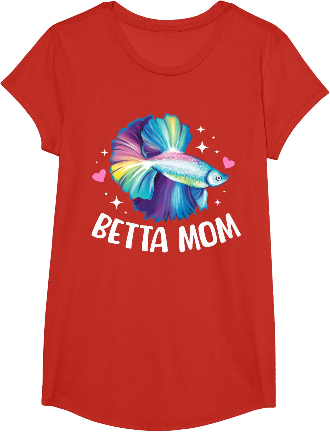 Betta Fish Mom Betta Fish Lover Betta Fish Girl T-Shirt - Girls Red