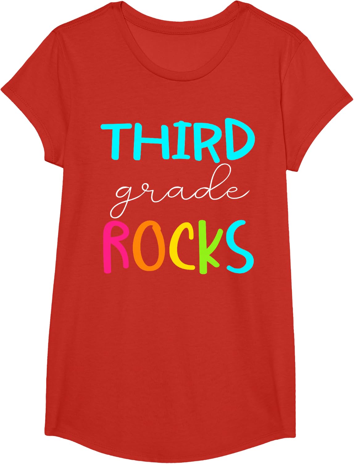 Third Grade Rocks Shirt Team 3rd Grade Teacher T-Shirt - Girls Red