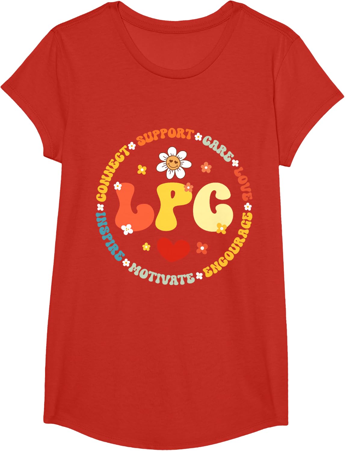 LPC Licensed Professional Counselor School Counseling Office T-Shirt - Girls Red