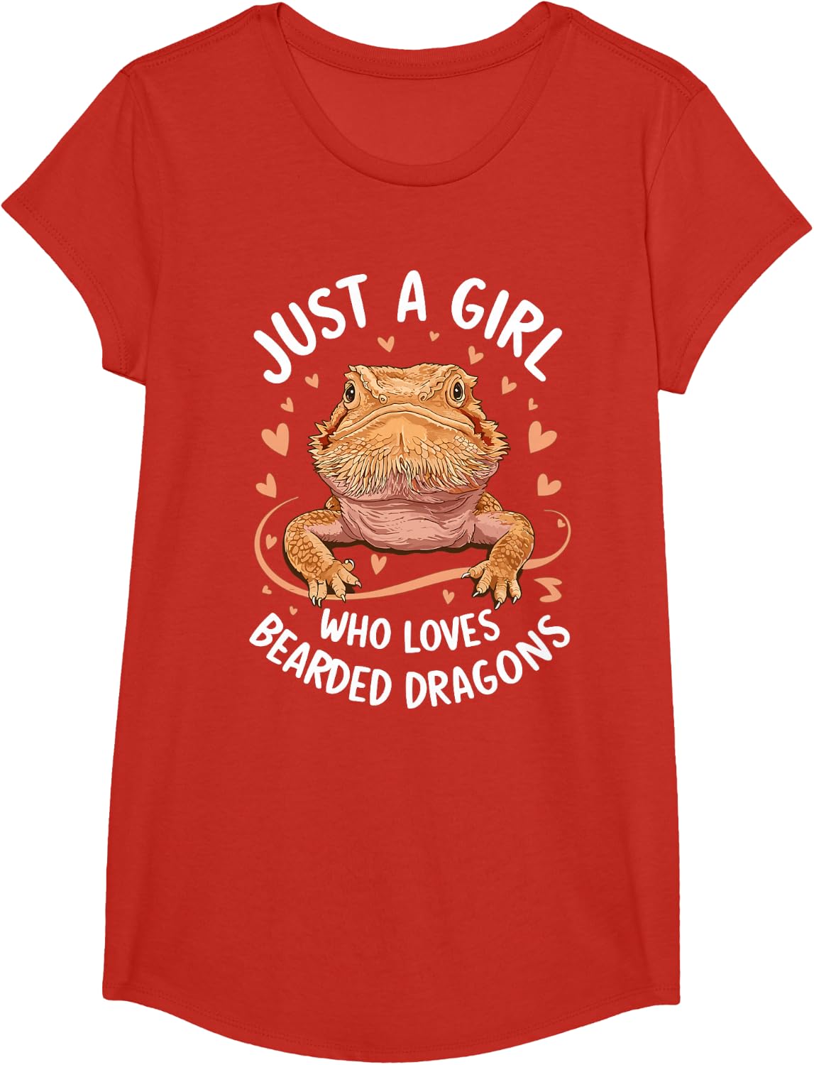 Just A Girl Who Loves Bearded Dragon Tee Shirt for Girls Women Kids T-Shirt - Girls Red