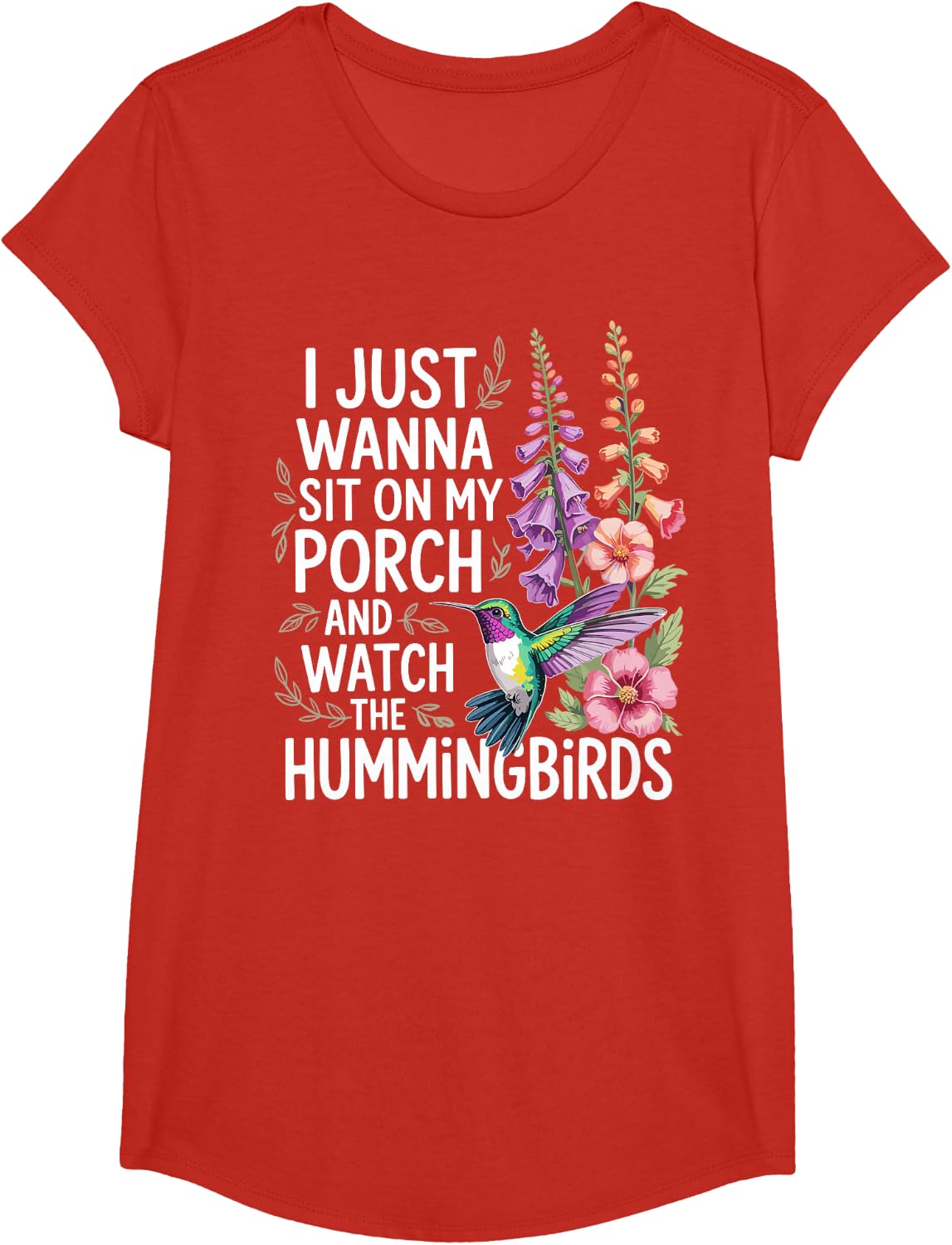 Cute Hummingbird Art for Men Women Kids Humming Bird Lover T-Shirt - Girls Red
