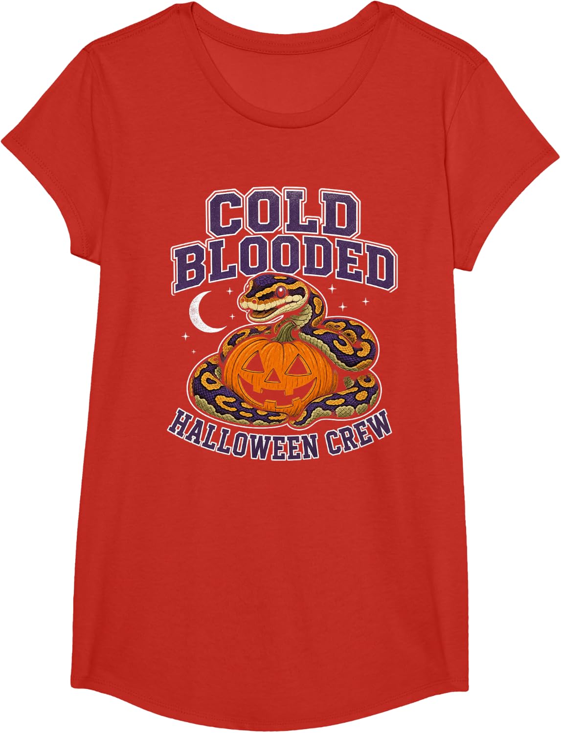 Ball Python Halloween Cold Blooded Crew T-Shirt - Girls Red
