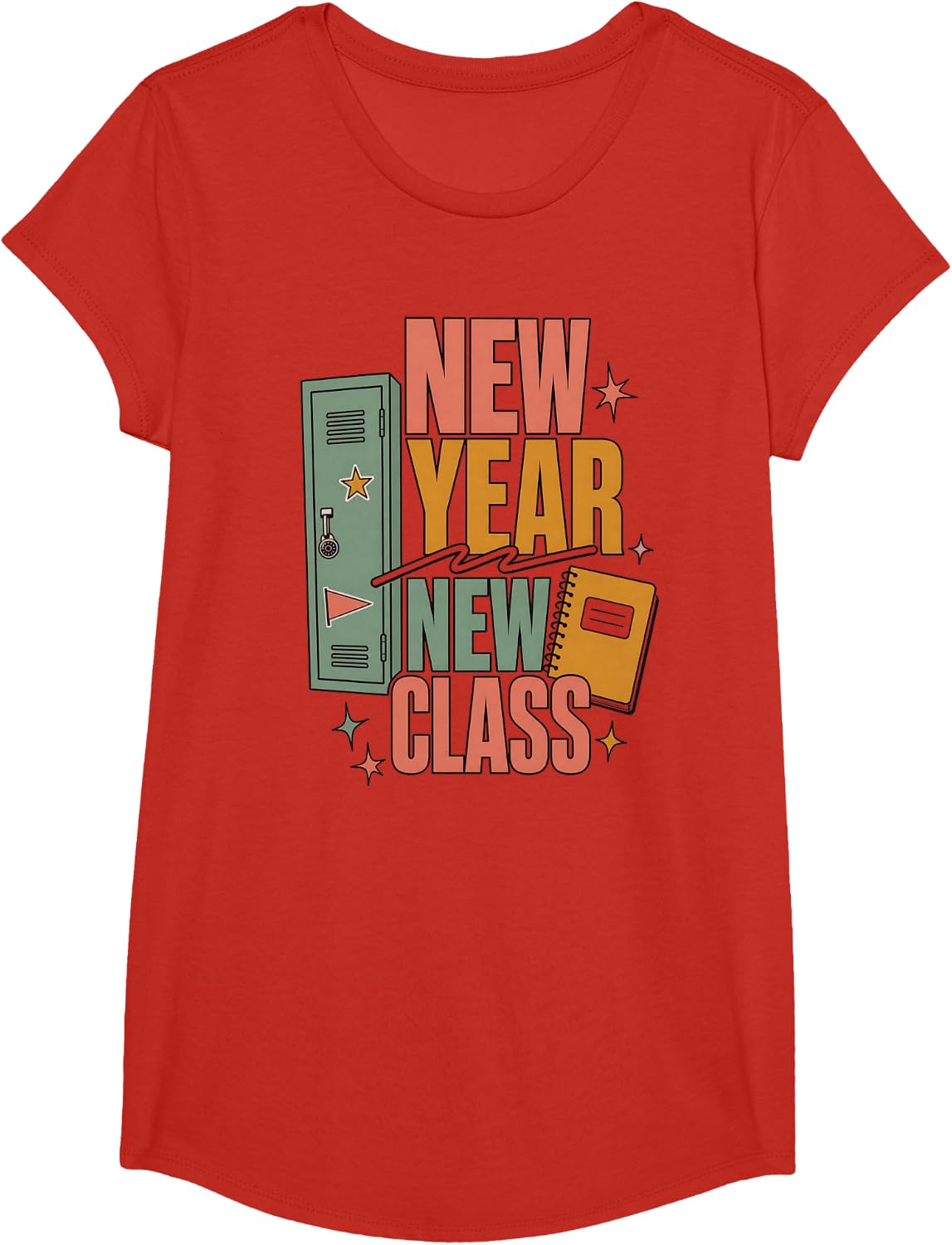 New Year New Class Back to School Teacher T-Shirt - Girls Red