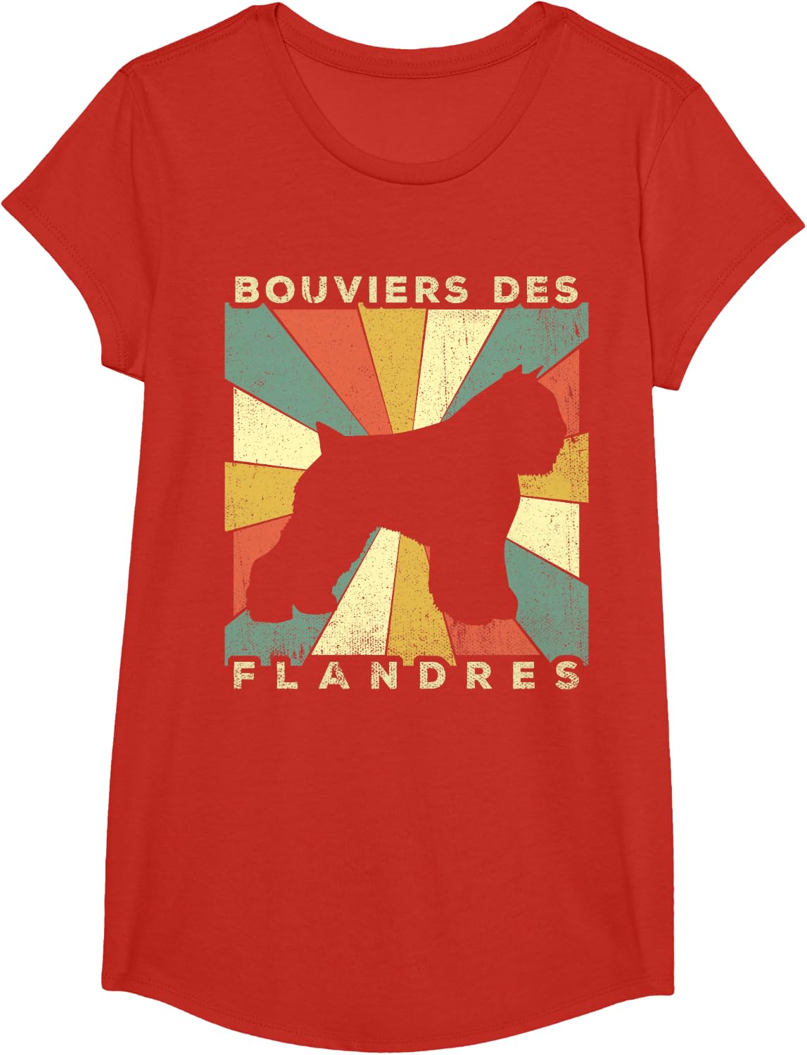 Bouviers des Flandres Dog Retro 70s Vintage Tees and T Shirts Gift - Girls Red