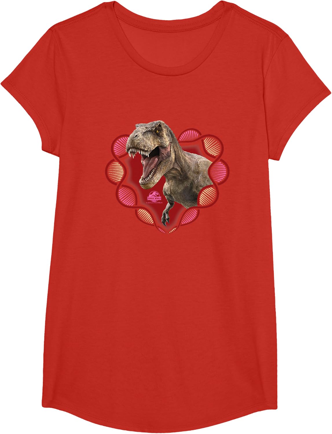 Jurassic World T-Rex Valentine's Day T-Shirt - Girls Red