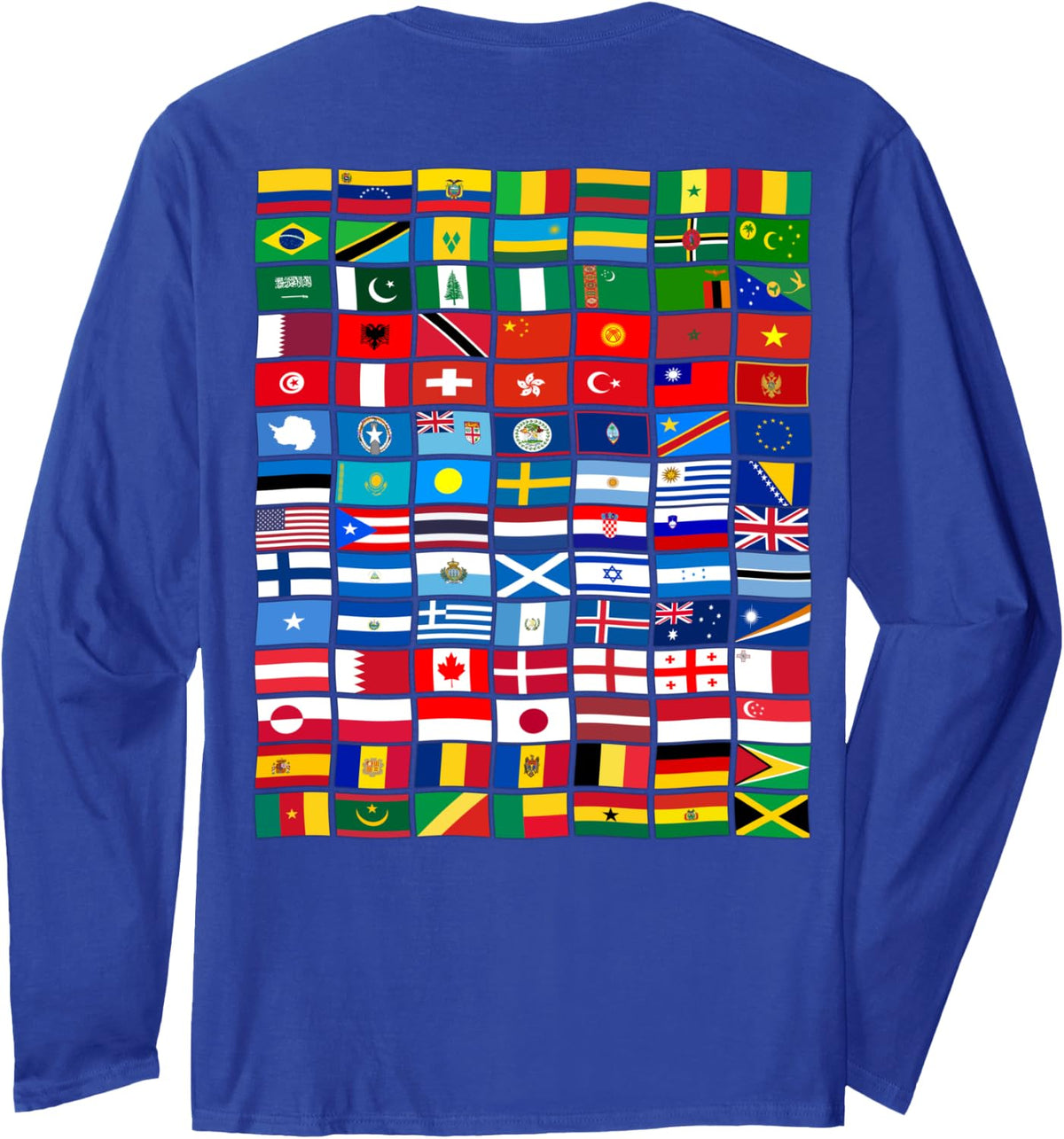 Flags of the Countries of the World,International Gift Long Sleeve T-Shirt - Adult Unisex Royal Blue
