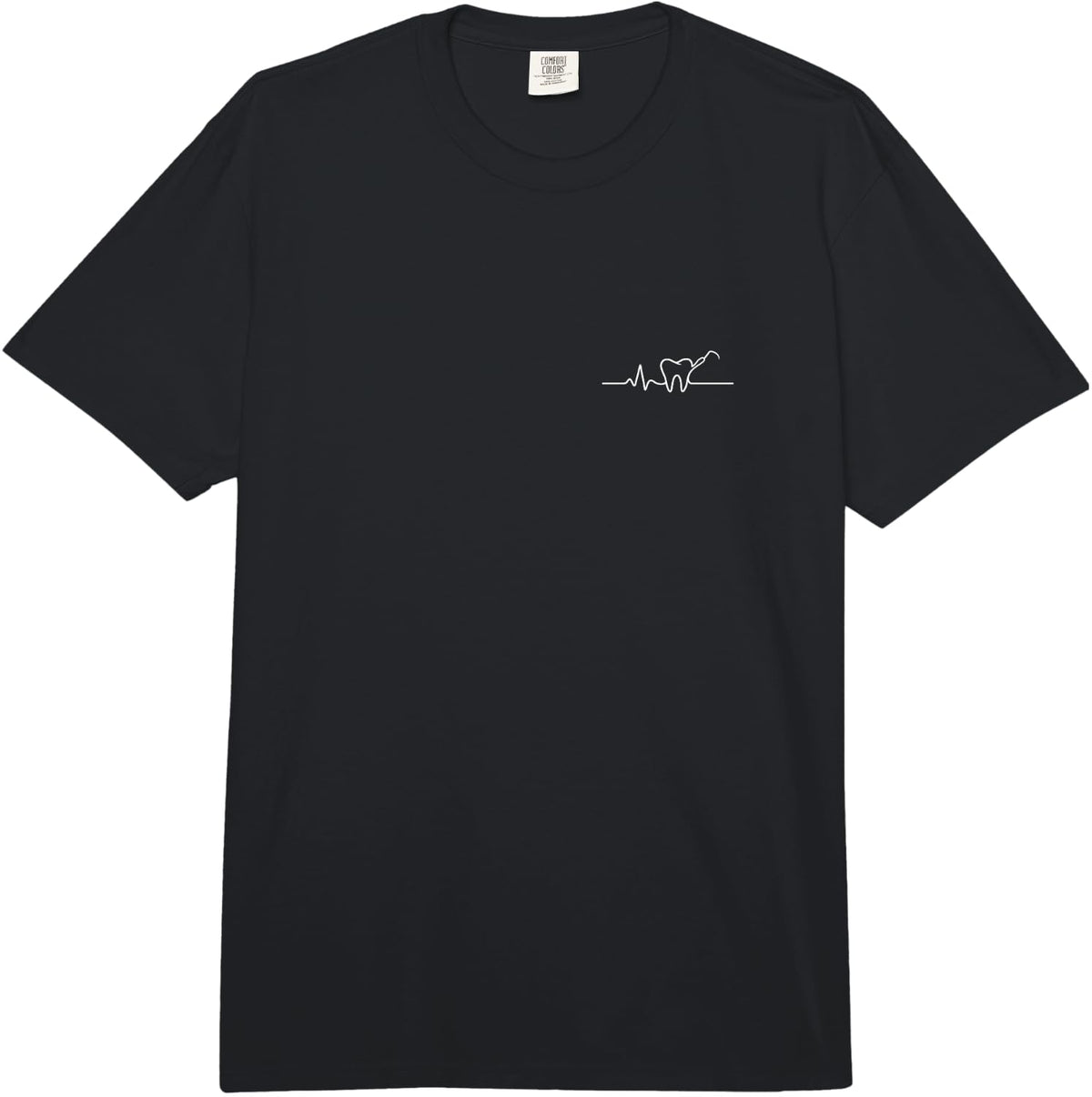 Dental Hygienist Heartbeat Minimalist Dental Design Comfort Colors Adult Heavyweight T-Shirt - Adult Unisex Black