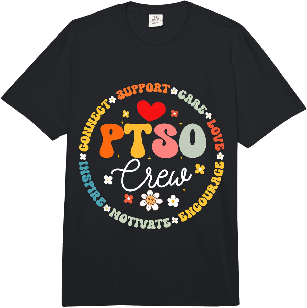 Groovy PTSO Crew Appreciation Week Back to School Comfort Colors Adult Heavyweight T-Shirt - Adult Unisex Black