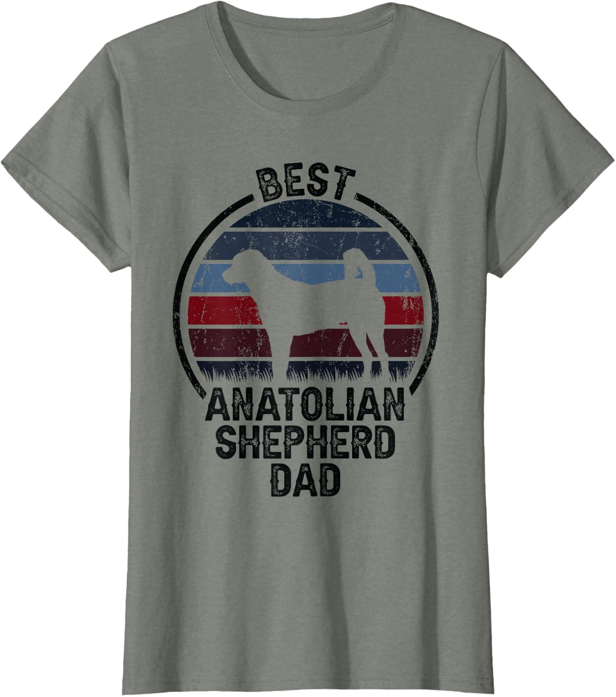 Best Dog Father Dad Shirt - Vintage Anatolian Shepherd Dog Tee T-Shirt for Men - Olive Heather