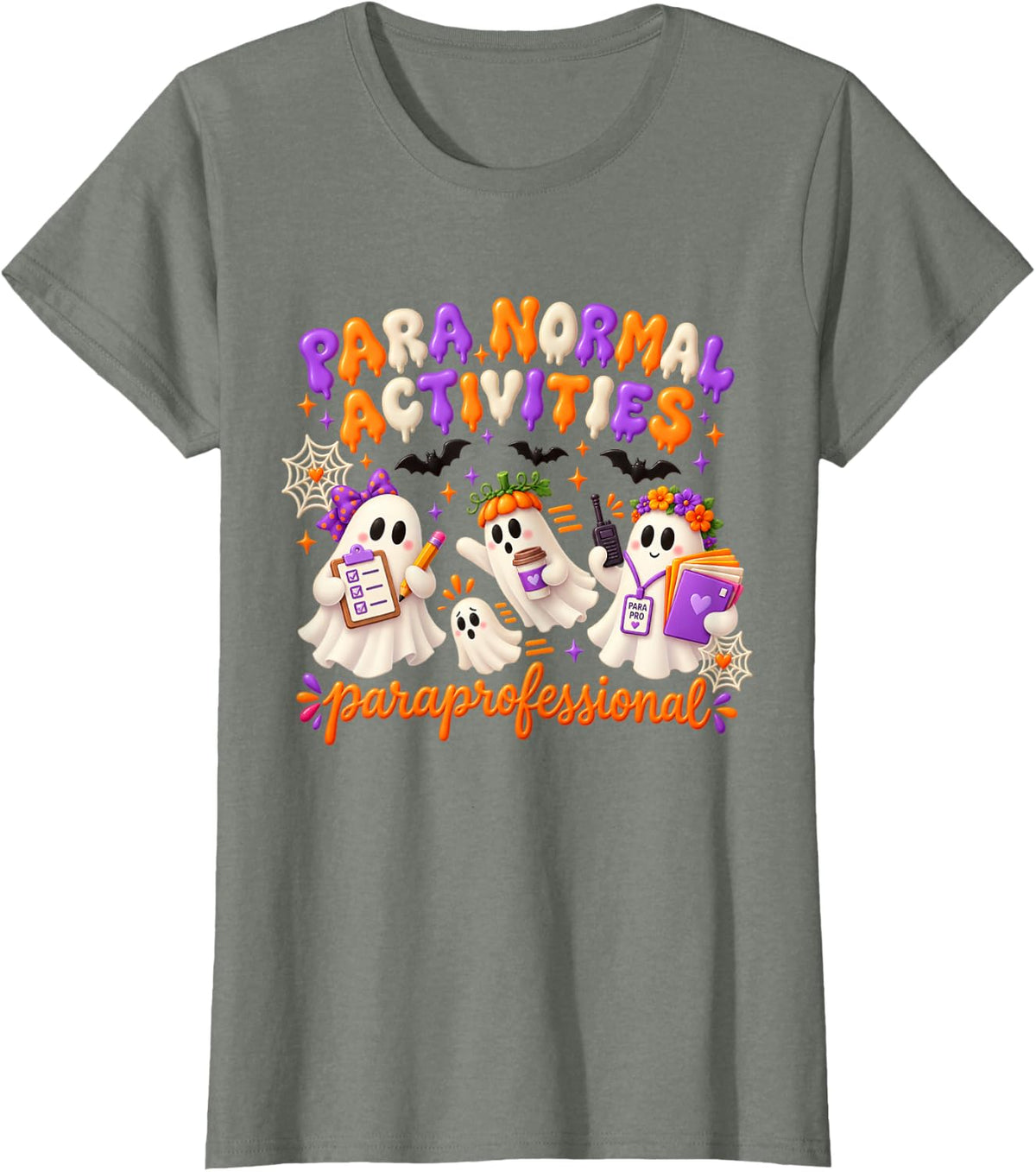 Paranormal Activities Paraprofessional Halloween T-Shirt - Olive Heather