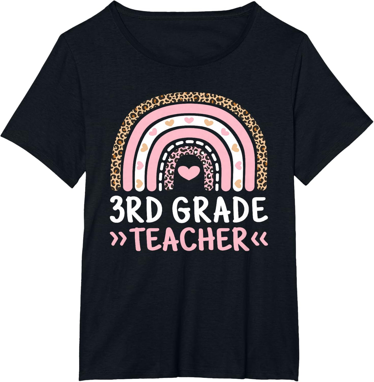 Cute 3rd Grade Teacher Pink Rainbow Third Grade Women T-Shirt - Black