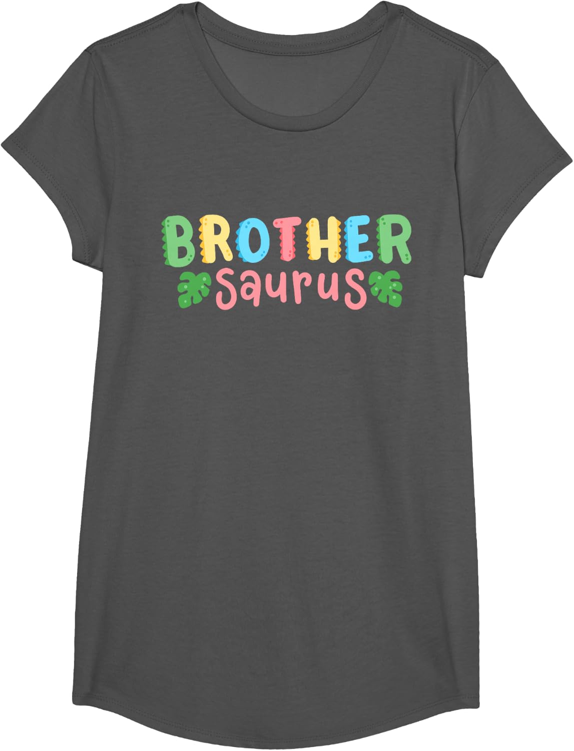 Brother Saurus Kids Dinosaur Birthday Party Family Matching T-Shirt - Girls Asphalt Grey