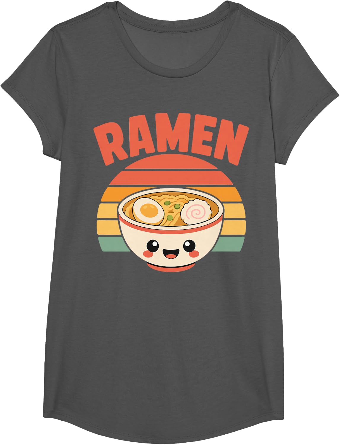 Ramen Lover Cute Japanese Noodles T-Shirt - Girls Asphalt Grey