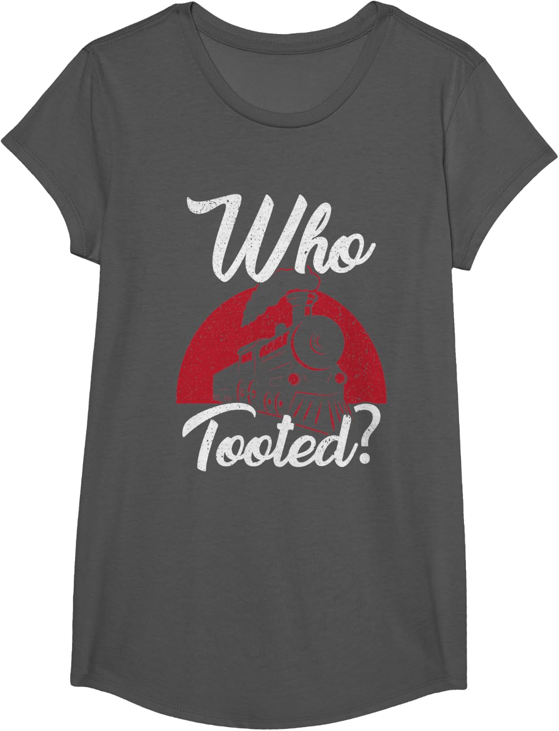Funny Train Design Steam Locomotive Train Driver T-Shirt - Girls Asphalt Grey
