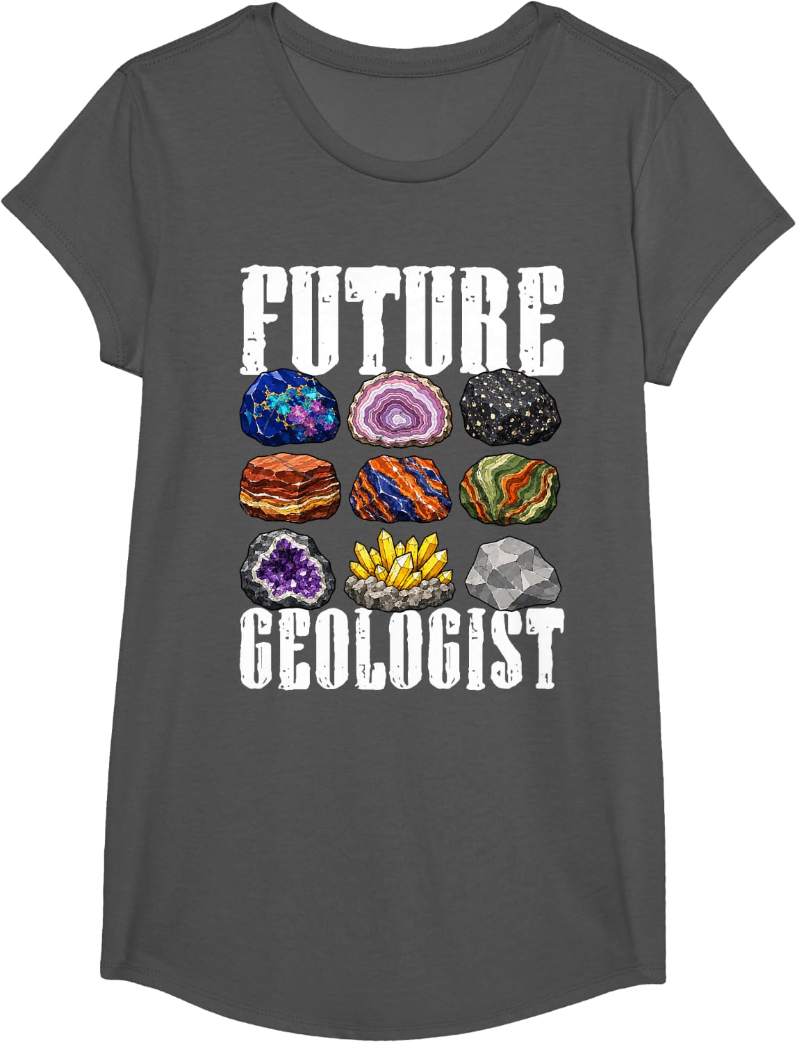 Future Geologist Student Earth Science Geology T-Shirt - Girls Asphalt Grey
