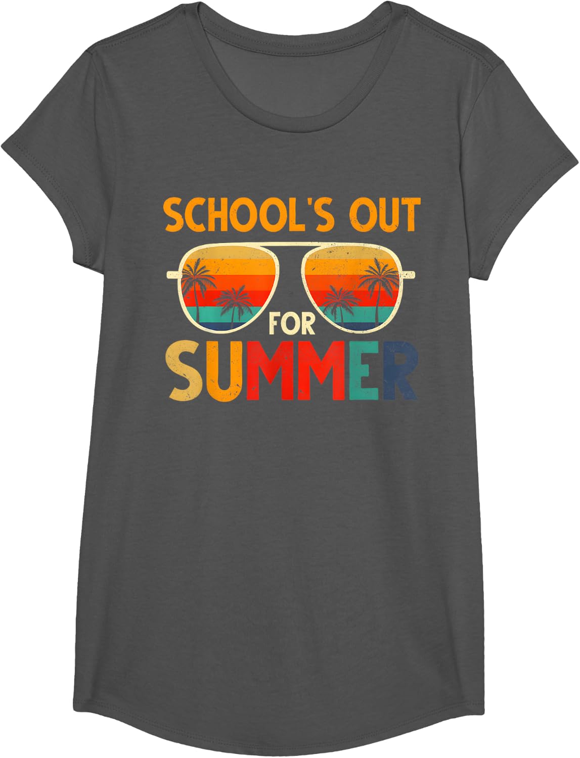 Retro Schools Out for Summer Last Day of School Teacher Boys T-Shirt - Girls Asphalt Grey