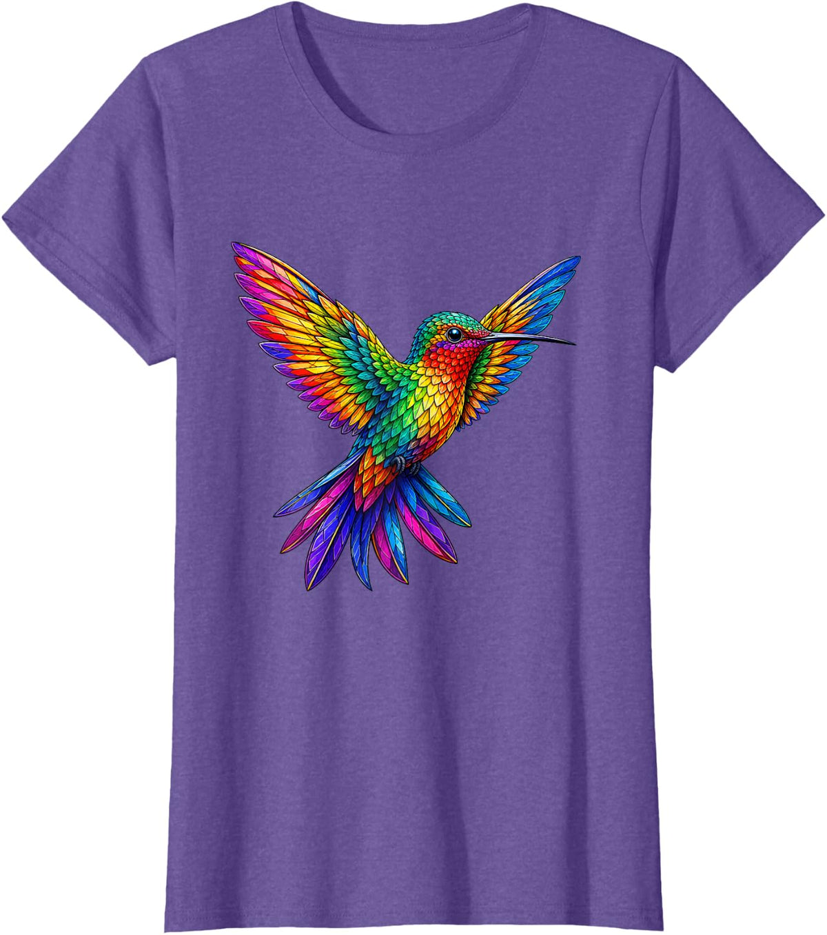 Colorful Colibri Hummingbird T-Shirt - Purple Heather