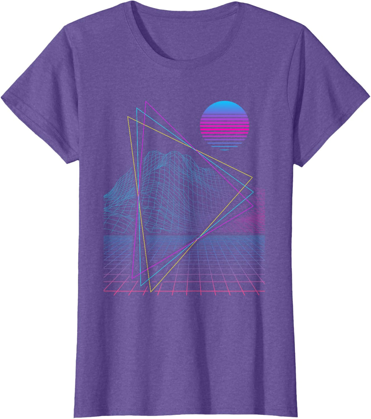 Vaporwave Aesthetic Retro Sunset Retrowave Synthwave T-Shirt - Purple Heather