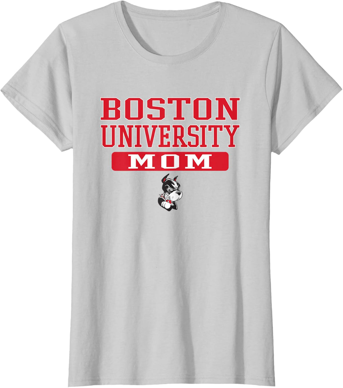 Boston Terriers Vintage Team Mom - Neutral Boston U T-Shirt - Silver Grey