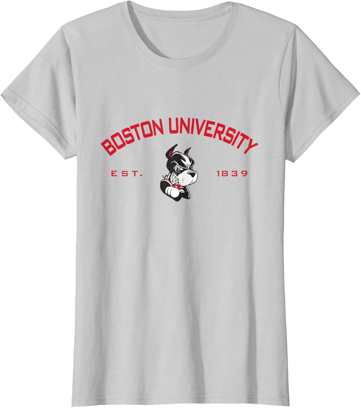 Boston Terriers Classic Arching Team - Neutral Boston U T-Shirt - Silver Grey