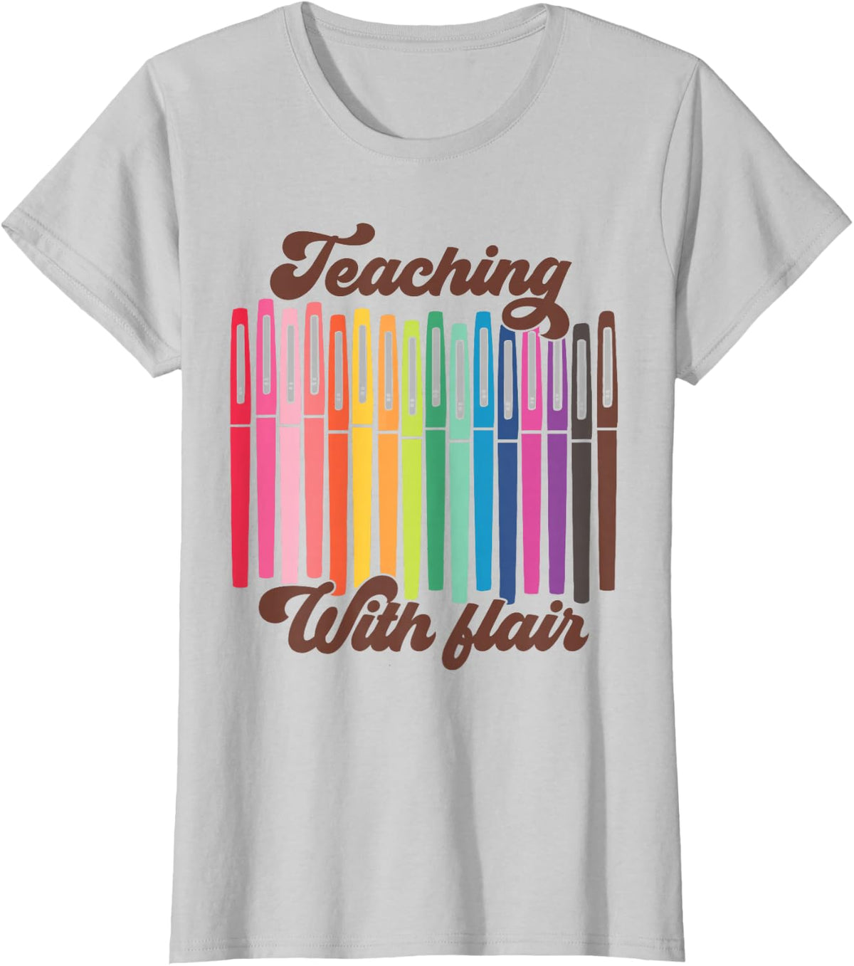 Teaching With Flair Preschool Teacher Pens T-Shirt - Silver Grey