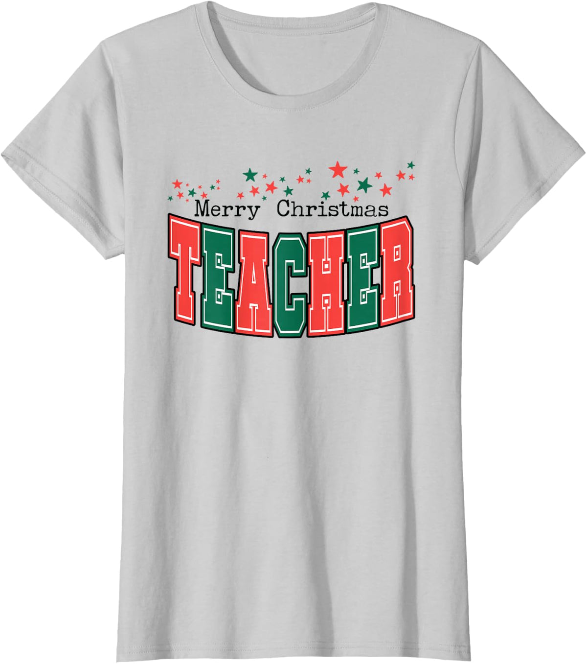 Merry Christmas Teacher Festive Holiday Classroom Educators T-Shirt - Silver Grey