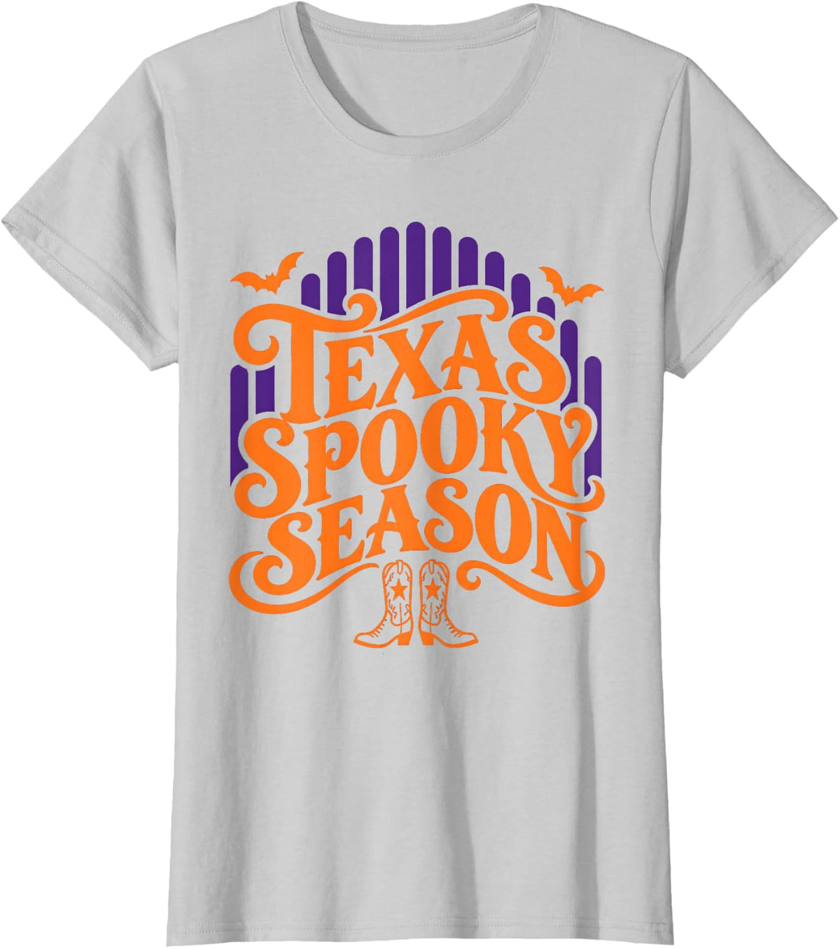 Texas Spooky Season Cowboy Boots Halloween T-Shirt - Silver Grey