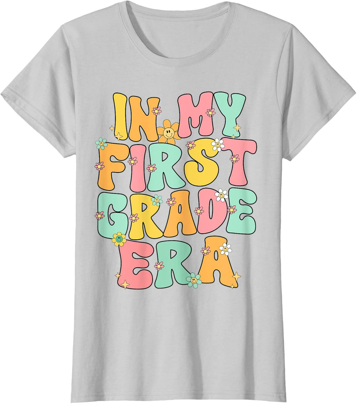 In My 1st Grade Era Groovy First Grade Back To School Cute Men Women Kids T-Shirt - Silver Grey
