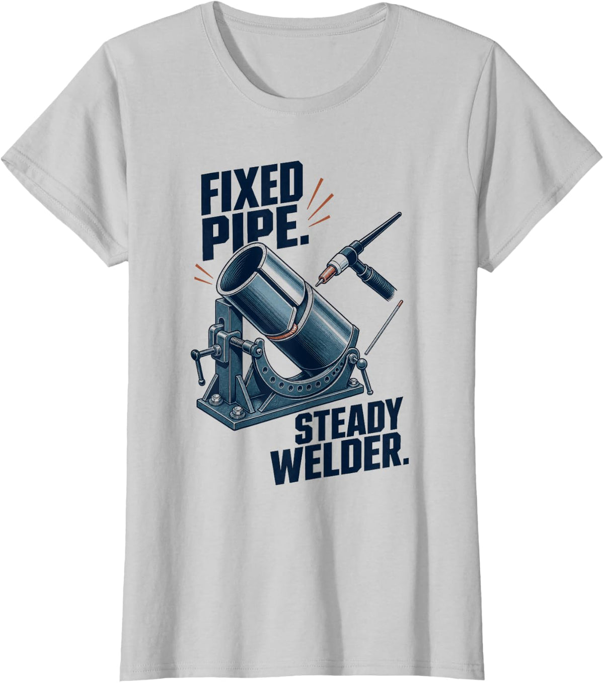 Welding Fixed Pipe Steady Welder Tradesman T-Shirt - Silver Grey
