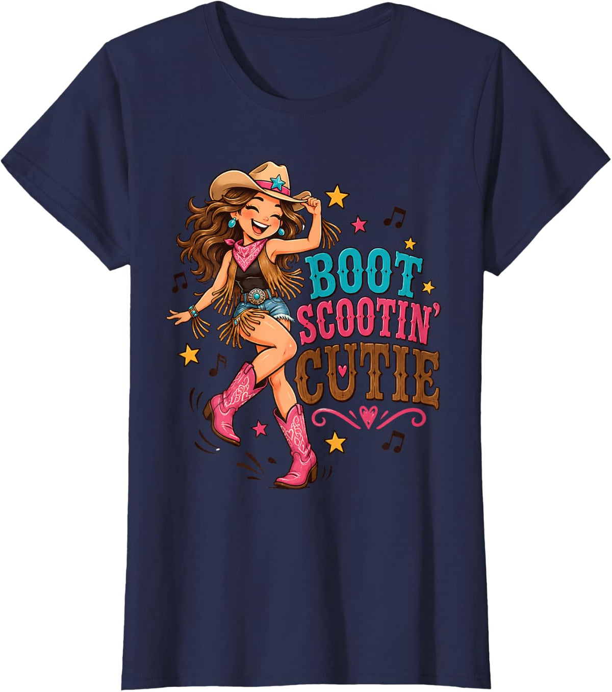 Boot Scootin' Cutie Country Line Dance T-Shirt - Navy Blue