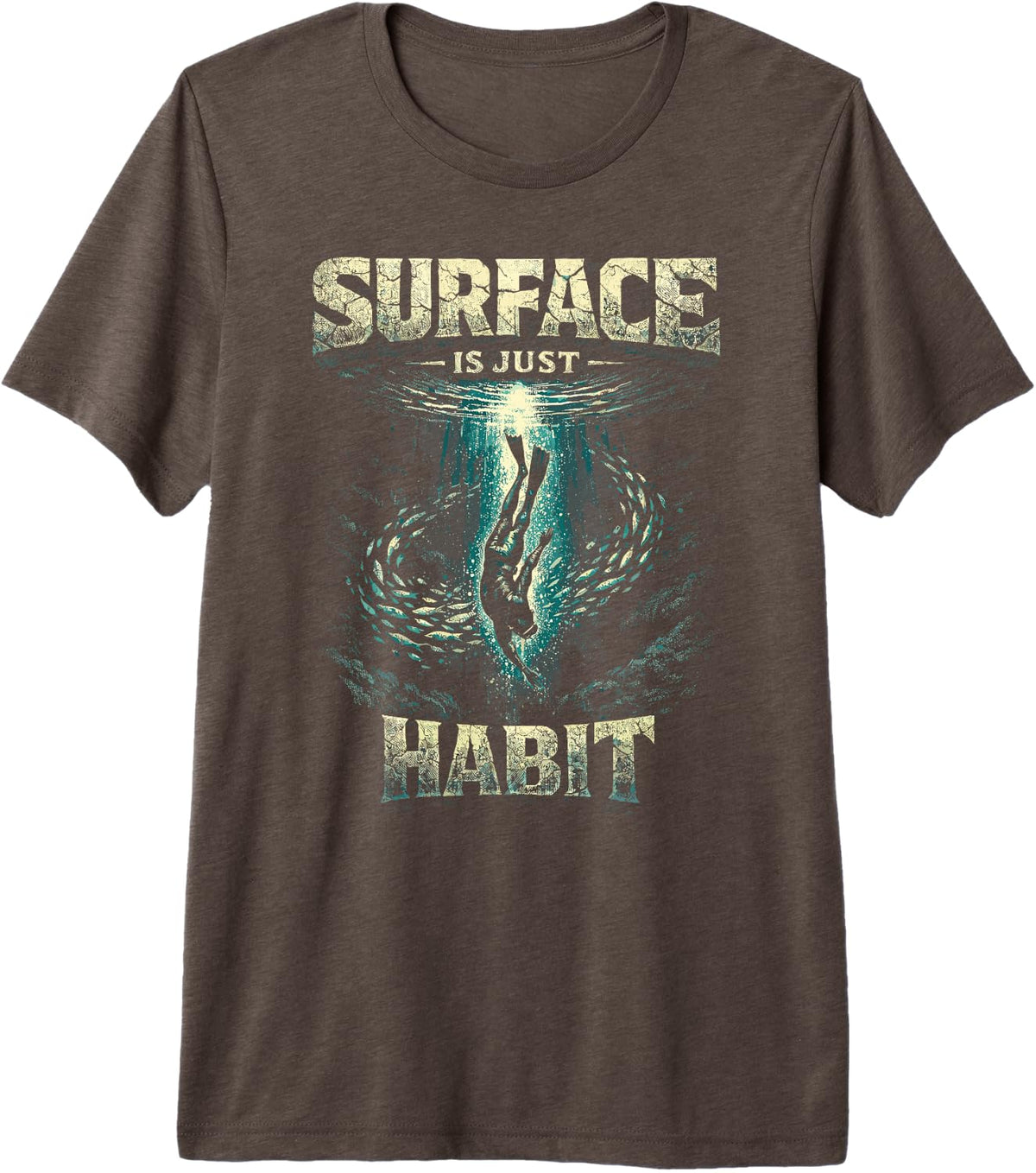 Freediving Apnea Diving Surface is Just Habit Premium Tri-Blend T-Shirt - Brown